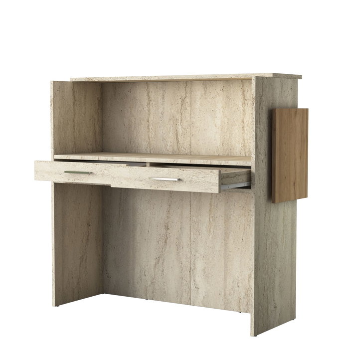 Hanah Home Mesa de Recepción con Iluminación LED Travertino y Nogal Hanah Home Mesa de Recepción con Iluminación LED Travertino y Nogal